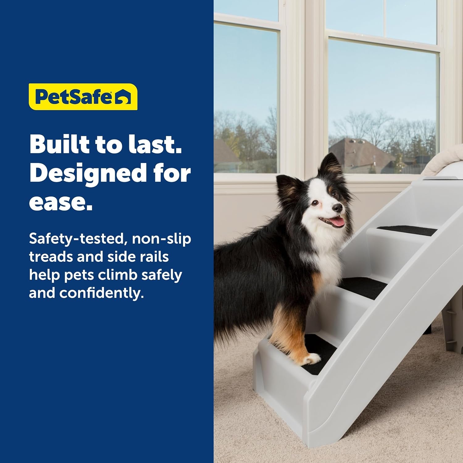 Cozyup Folding Dog Stairs, Portable Indoor/Outdoor Pet Steps for Bed, Couch & Car, Grey, 20 Inch