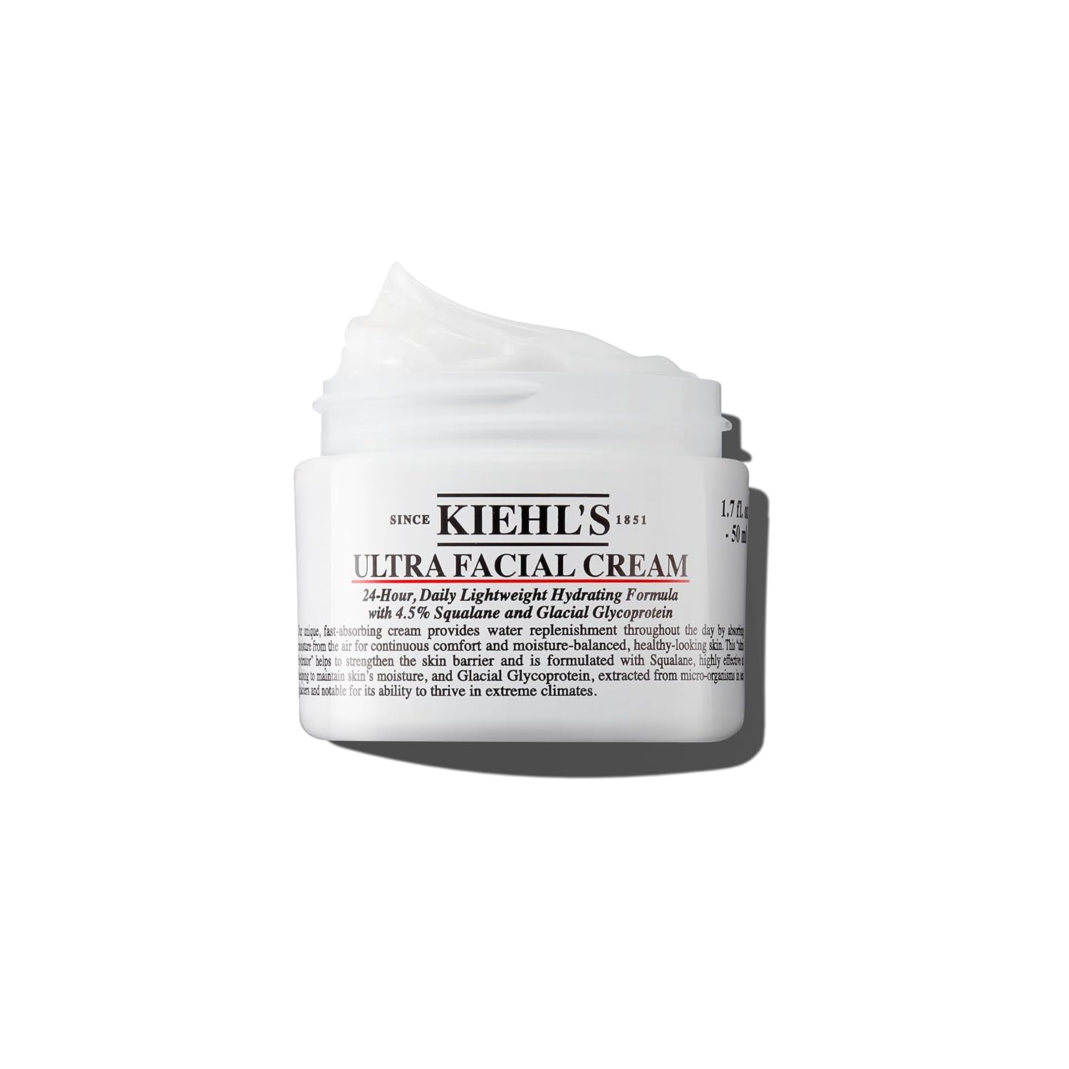 Kiehl'S Ultra Facial Cream, with 4.5% Squalane to Strengthen Skin'S Moisture Barrier, Skin Feels Softer and Smoother, Long-Lasting Hydration, Easy and Fast-Absorbing, Suitable for All Skin Types