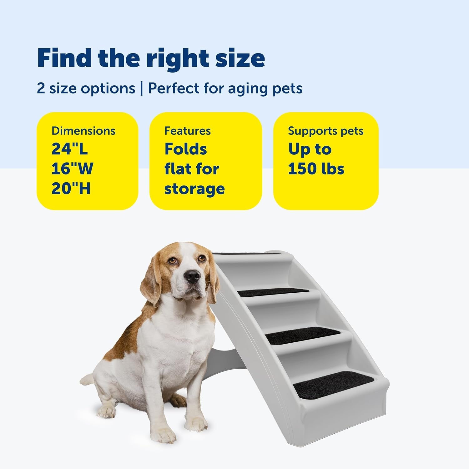 Cozyup Folding Dog Stairs, Portable Indoor/Outdoor Pet Steps for Bed, Couch & Car, Grey, 20 Inch